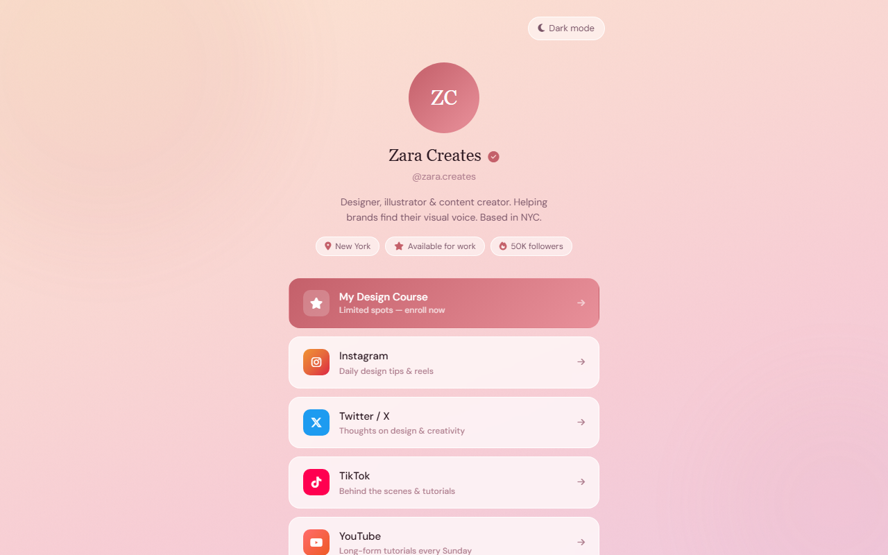 Link in Bio Page Template