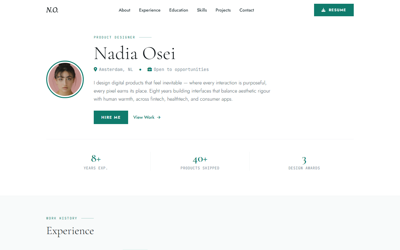Resume CV Website Template